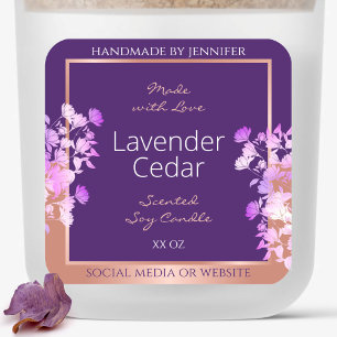 Mooie Bloemen Product Labels Paarse en Roos Goud