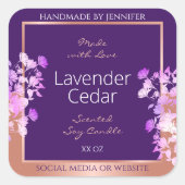 Mooie Bloemen Product Labels Paarse en Roos Goud (Voorkant)