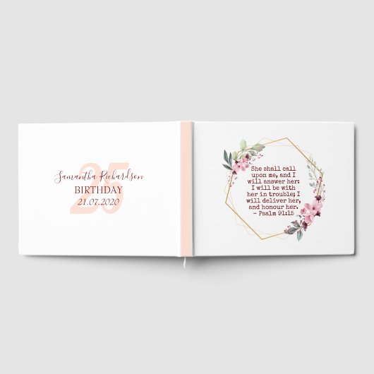 Mooie bloemen psalm 91 Birthday Guest Book Gastenboek (Volledig)