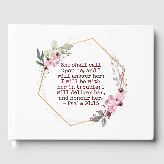 Mooie bloemen psalm 91 Birthday Guest Book Gastenboek (Voorkant)