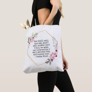 Mooie Bloemen Psalm 91 Canvas tas