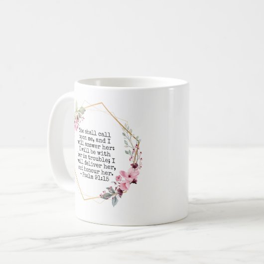 Mooie Bloemen Psalm 91 Koffie Mok (Voorkant links)