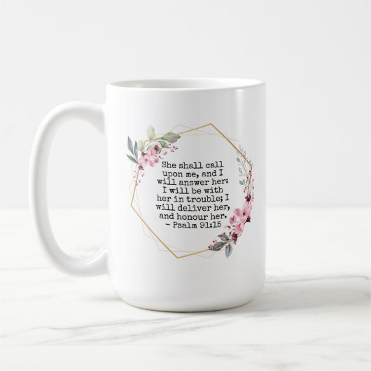 Mooie Bloemen Psalm 91 Koffie Mok (Links)