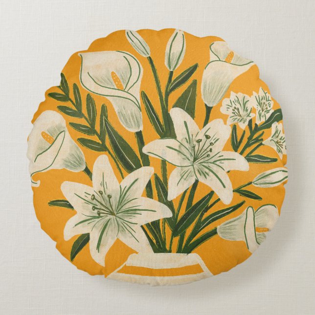 Mooie Bloemen Rond Kussen (Voorkant)