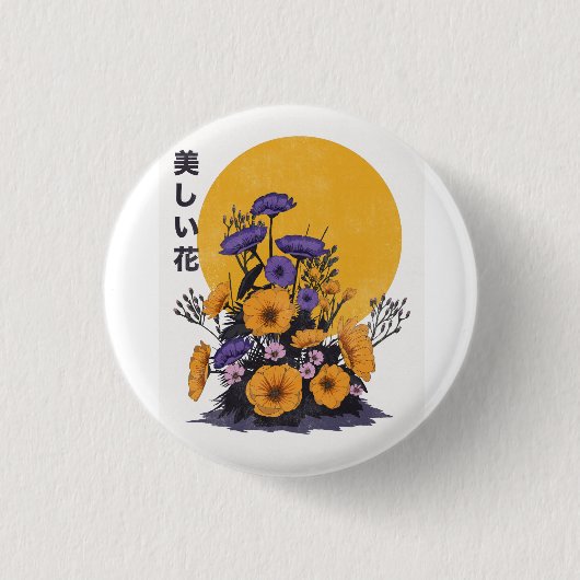 mooie Bloemen Ronde Button 3,2 Cm (Voorkant)