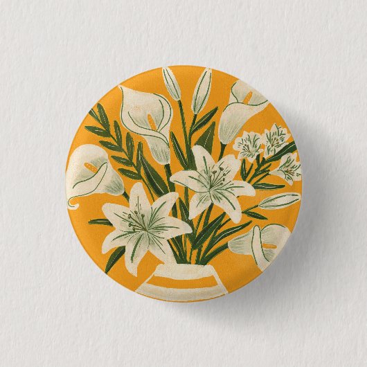 Mooie Bloemen Ronde Button 3,2 Cm (Voorkant)