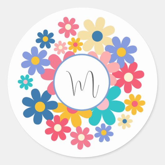Mooie Bloemen Ronde Sticker (Voorkant)