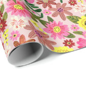 Mooie bloemen roze bloemen cadeaupapier (Rol Hoek)