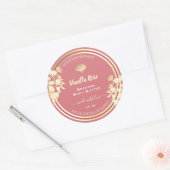 Mooie Bloemen Roze Goud Product Verpakkingsetikett Ronde Sticker (Envelop)