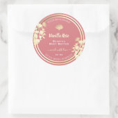 Mooie Bloemen Roze Goud Product Verpakkingsetikett Ronde Sticker (Tas)