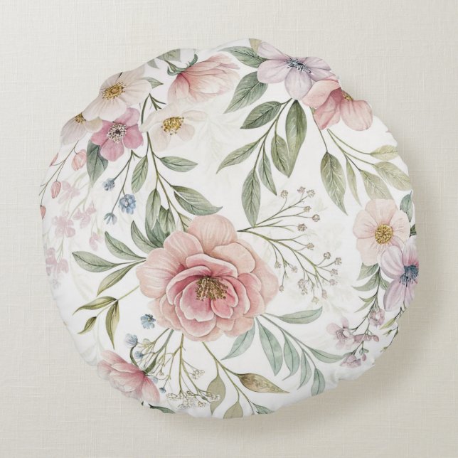 Mooie bloemen roze patronen rond kussen (Achterkant)