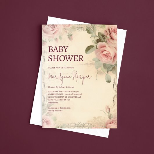 Mooie Bloemen  Rozen Baby shower Kaart