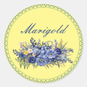 Mooie Bloemen Sjabloon, aanpasbaar, Ronde Sticker