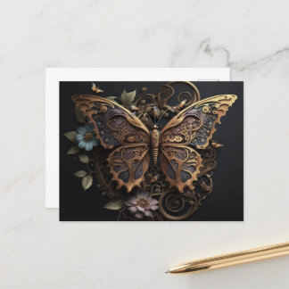 Mooie Bloemen Steampunk Butterfly Briefkaart