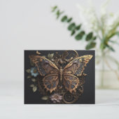 Mooie Bloemen Steampunk Butterfly Briefkaart (Staand voorkant)
