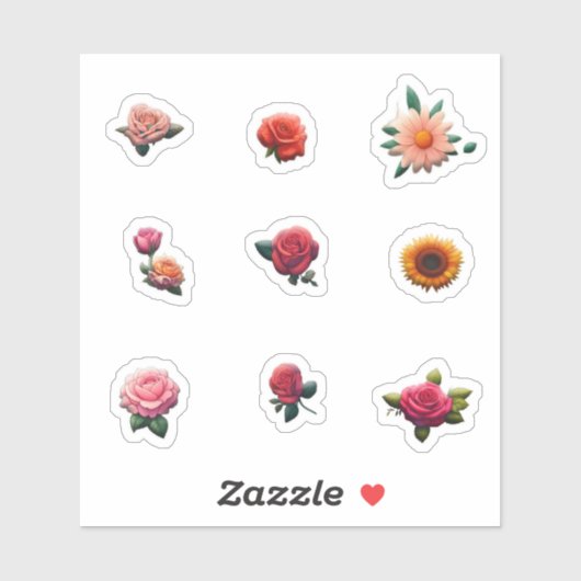 Mooie bloemen sticker (Vel)