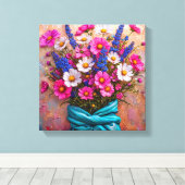 Mooie bloemen stilleven canvas afdruk (Insitu (Houten vloer))