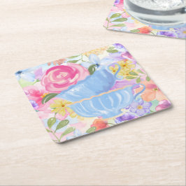 Mooie Bloemen Theekopjes Kartonnen Onderzetters