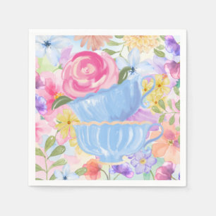 Mooie Bloemen Theekopjes Servet