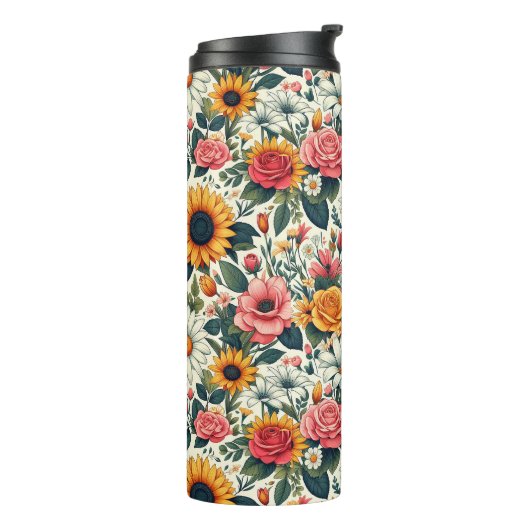 Mooie bloemen thermosbeker (Gedraaid links)