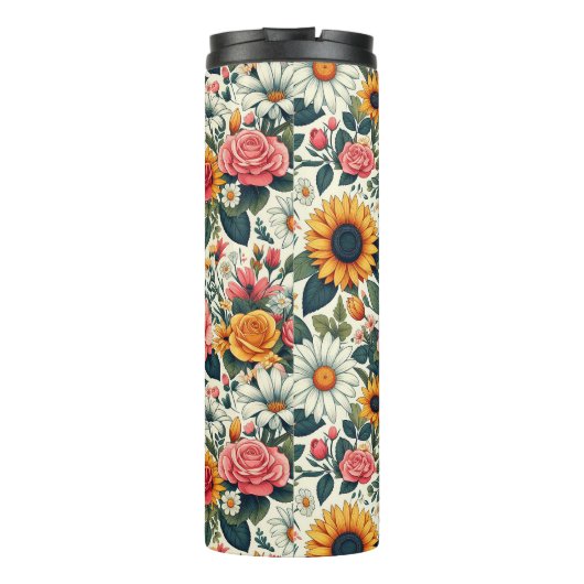 Mooie bloemen thermosbeker (Achterkant)