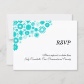 Mooie bloemen turquoise RSVP / antwoordkaarten Kaart (Voorkant)