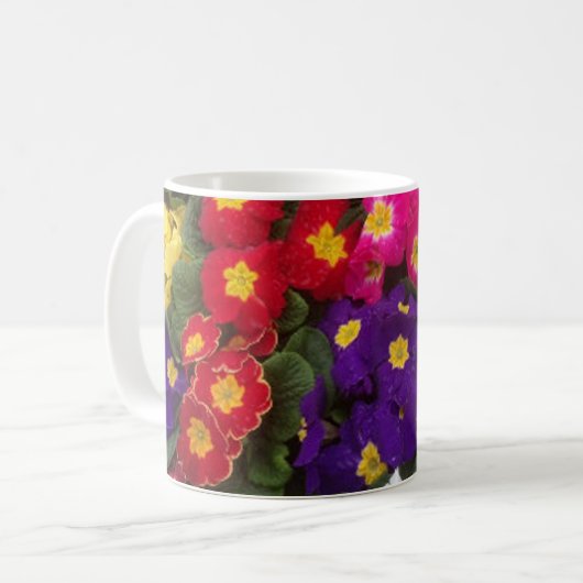 Mooie bloemen van Bright Polyanthus Koffiemok (Voorkant links)