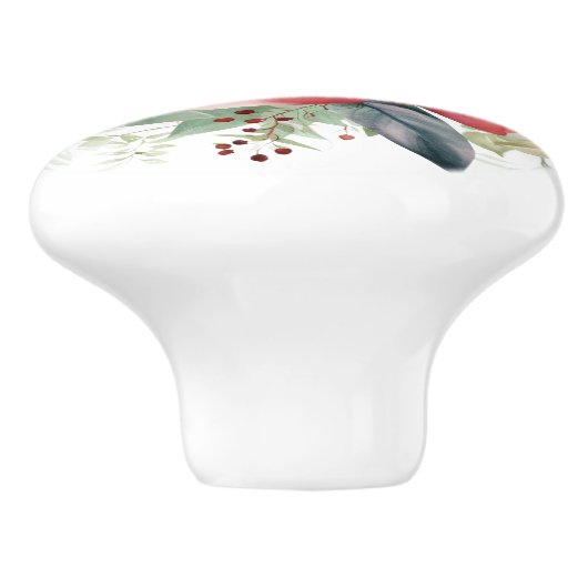 Mooie bloemen van rode rozen keramische knop (Zijkant)