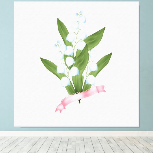 Mooie bloemen vergeten mij-niet-witte bloemen vint canvas afdruk (Insitu (Houten vloer))