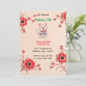 Mooie Bloemen Verjaardag Kaart met Roze Bloemen (Staand voorkant)