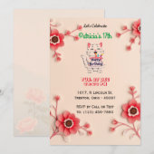 Mooie Bloemen Verjaardag Kaart met Roze Bloemen (Voorkant / Achterkant)