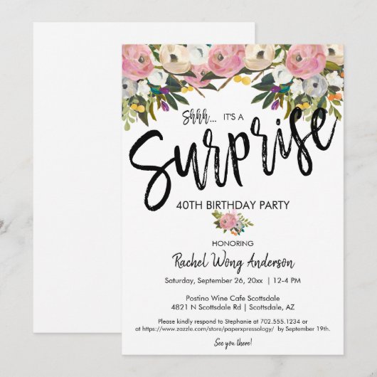 Mooie Bloemen Verrassingsfeest Verjaardag Pensioen Kaart (Voorkant / Achterkant)