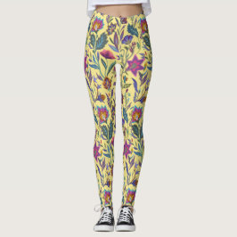 Mooie bloemen Victoriaans voor haar l Geel Leggings