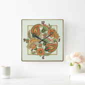 Mooie bloemen vierkante klok (Huis)