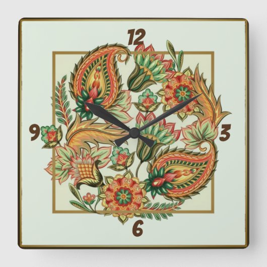 Mooie bloemen vierkante klok (Voorkant)