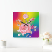 Mooie bloemen vierkante klok (Huis)