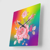 Mooie bloemen vierkante klok (Hoek)