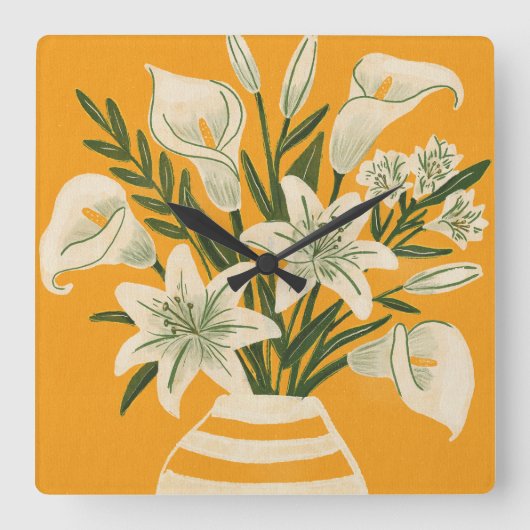 Mooie Bloemen Vierkante Klok (Voorkant)