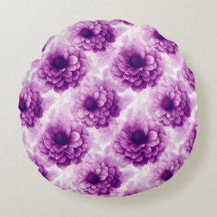 Mooie Bloemen Vintage Moderne Dahlias Patroon Rond Kussen
