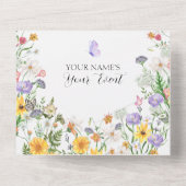 Mooie bloemen vlinders tuin all in one uitnodiging (Achterkant)