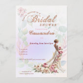 Mooie Bloemen Vrouwelijke Bruids Douche Uitnodigin Folie Uitnodiging (Voorkant)