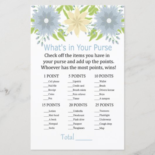 Mooie bloemen Wat zit er in je handtas? (Voorkant)