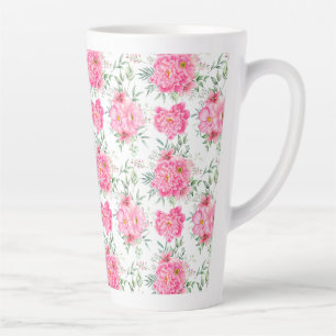Mooie Bloemen Waterverf Bloemenpatroon Latte Mok