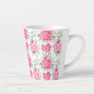 Mooie Bloemen Waterverf Bloemenpatroon Latte Mok