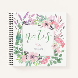 Mooie bloemen | Waterverf Floral en Leaves Notitieboek