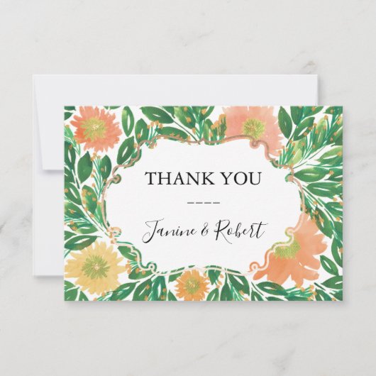 Mooie bloemen Waterverf Hartelijk dank Kaart (Voorkant)