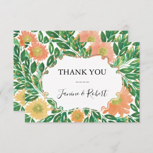 Mooie bloemen Waterverf Hartelijk dank Kaart (Voorkant / Achterkant)