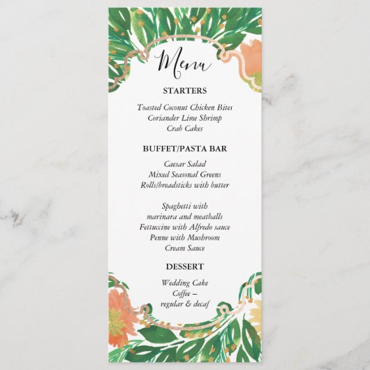 Mooie Bloemen Waterverf Schilderen Menu Kaart (Voorkant)