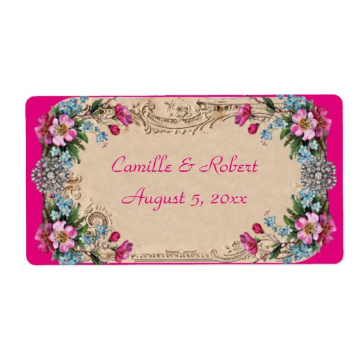 Mooie  bloemen, wijnflesetiketten etiket (Voorkant)