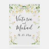 Mooie Bloemen Wildbloemen Neutrale Kleur Bruiloft Acryl Bord (Voorkant)